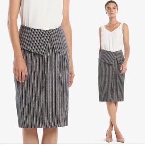 NWT MM LAFLEUR Montgomery Thick Stripe Pencil Skirt in Navy Blue